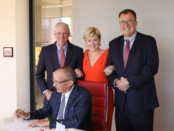  University of Arizona President Robert C. Robbins, Jacquelynn Dorrance and College of Humanities Dean Alain-Philippe Durand. Seated: Bennett Dorrance