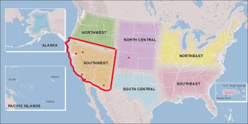 Map of the United States regions